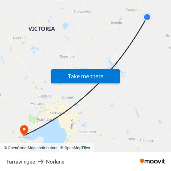 Tarrawingee to Norlane map