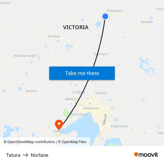 Tatura to Norlane map