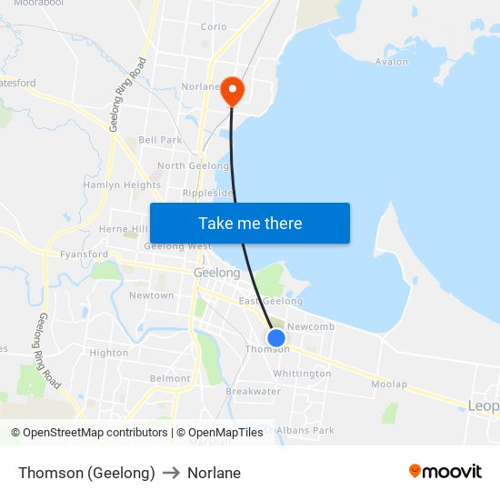 Thomson (Geelong) to Norlane map