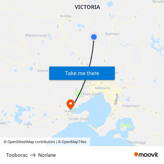 Tooborac to Norlane map