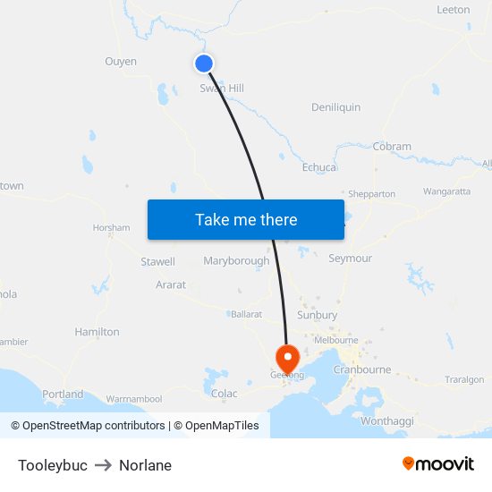 Tooleybuc to Norlane map