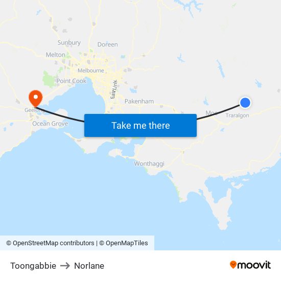 Toongabbie to Norlane map