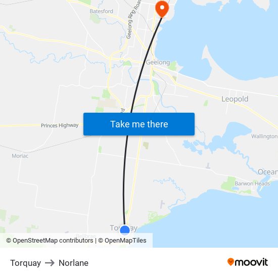 Torquay to Norlane map