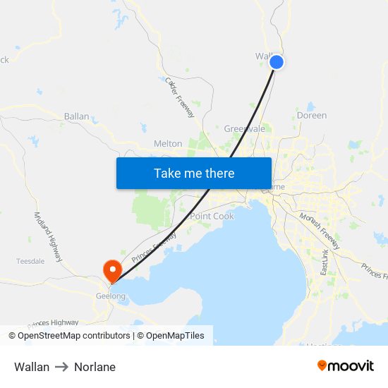 Wallan to Norlane map