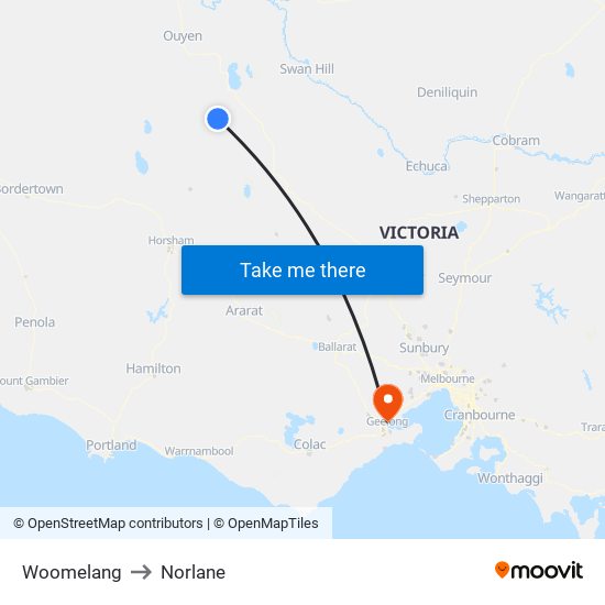 Woomelang to Norlane map