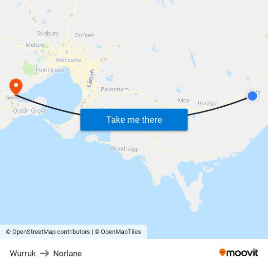 Wurruk to Norlane map