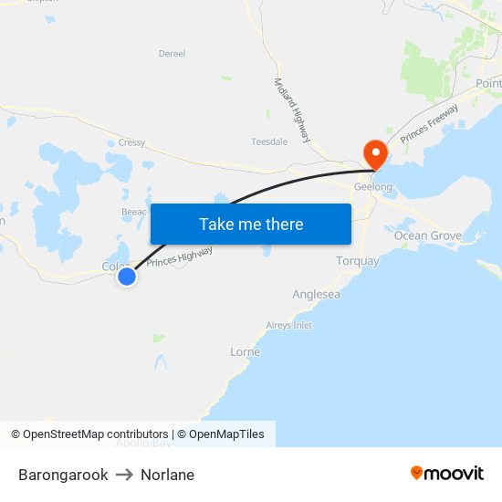 Barongarook to Norlane map