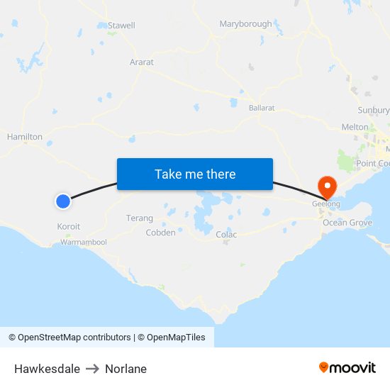 Hawkesdale to Norlane map