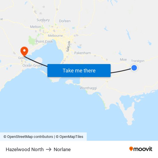 Hazelwood North to Norlane map