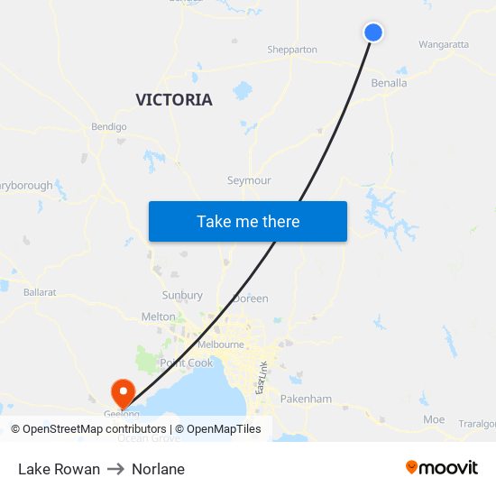 Lake Rowan to Norlane map
