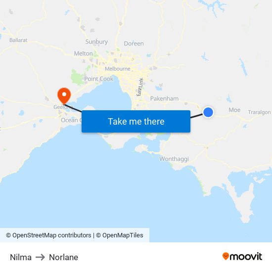 Nilma to Norlane map