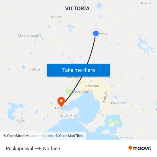 Puckapunyal to Norlane map