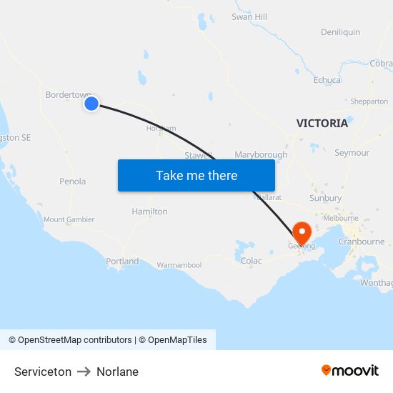 Serviceton to Norlane map