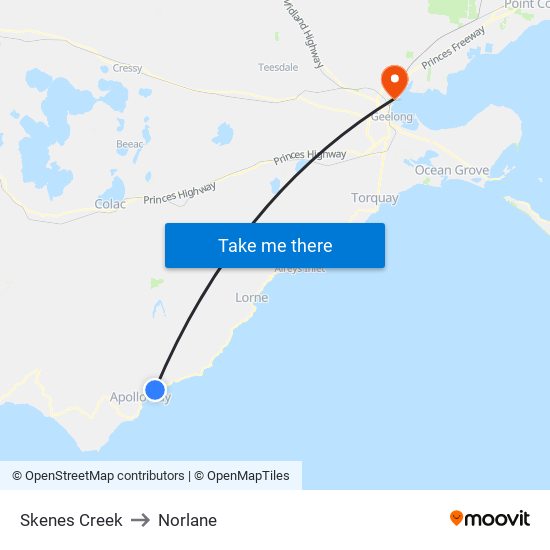 Skenes Creek to Norlane map