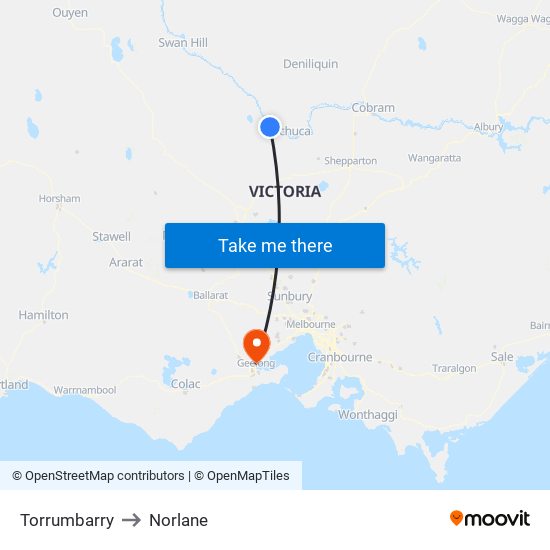 Torrumbarry to Norlane map