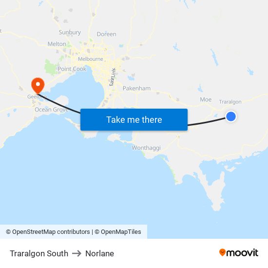 Traralgon South to Norlane map