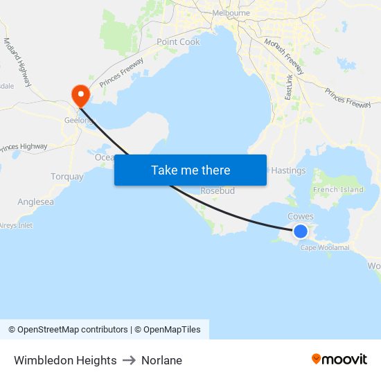 Wimbledon Heights to Norlane map