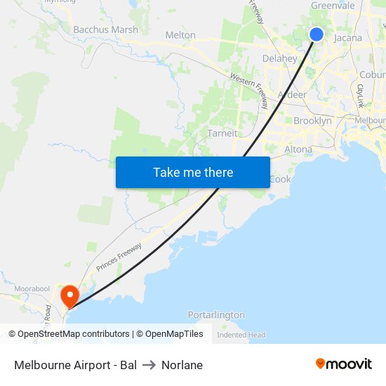 Melbourne Airport - Bal to Norlane map