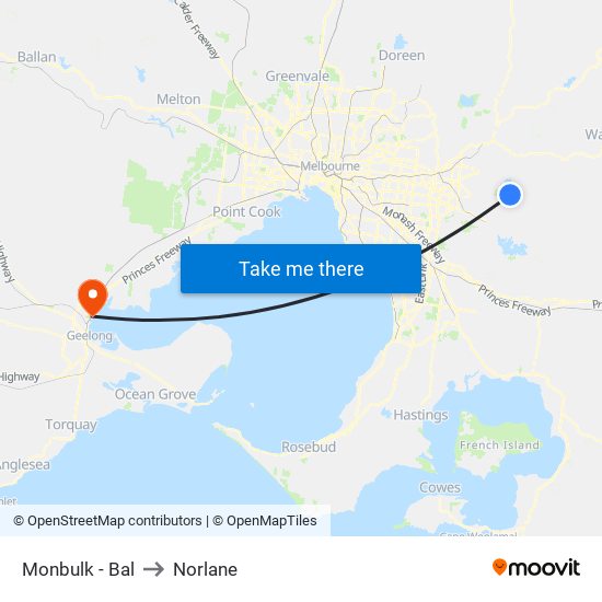 Monbulk - Bal to Norlane map