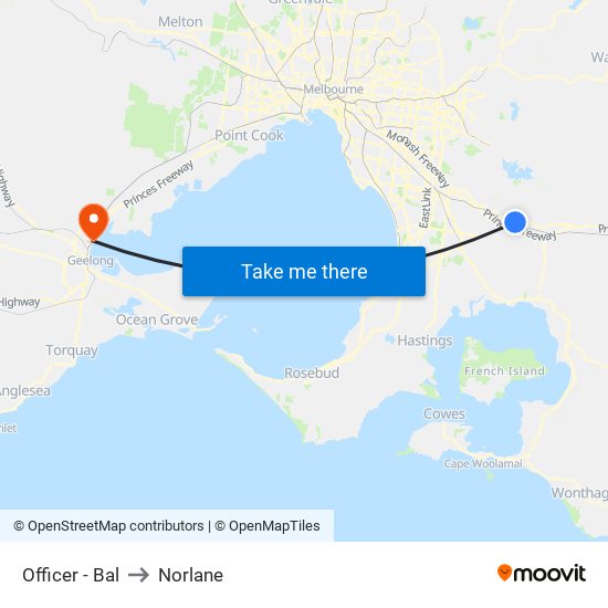 Officer - Bal to Norlane map