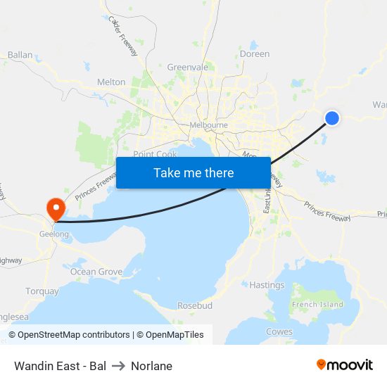 Wandin East - Bal to Norlane map