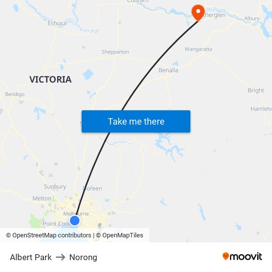 Albert Park to Norong map