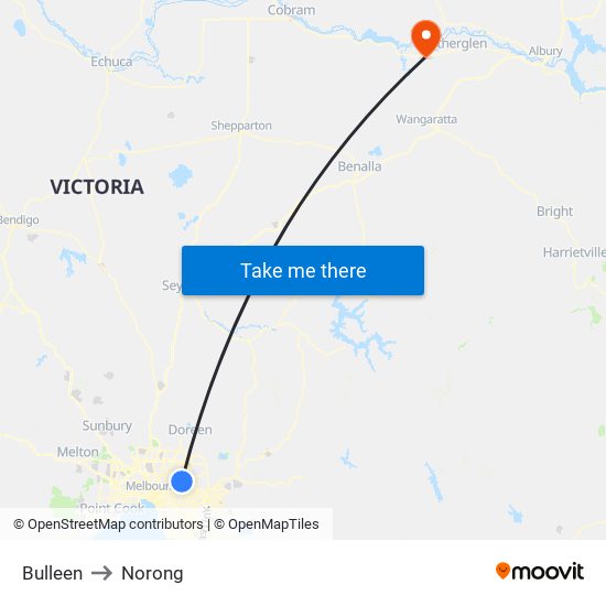 Bulleen to Norong map