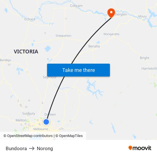 Bundoora to Norong map