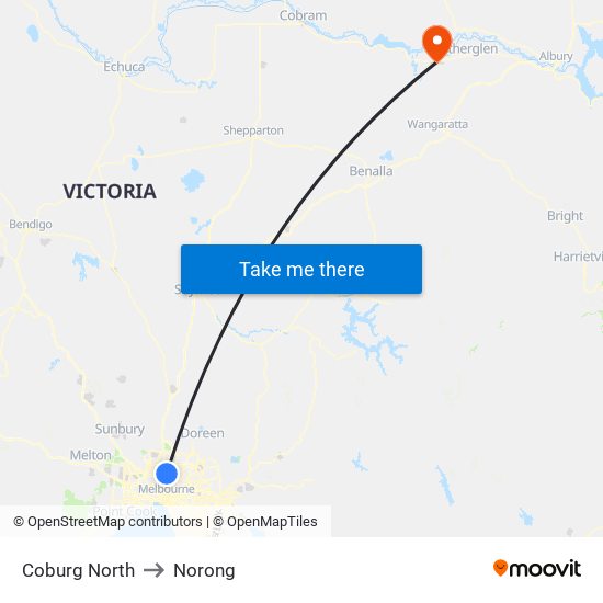 Coburg North to Norong map
