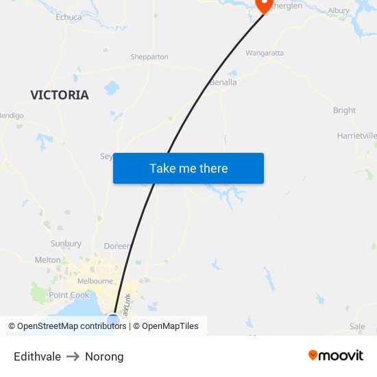 Edithvale to Norong map