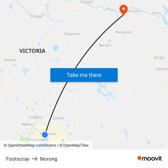 Footscray to Norong map