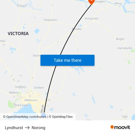 Lyndhurst to Norong map