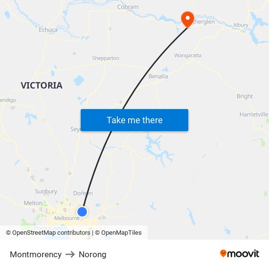 Montmorency to Norong map