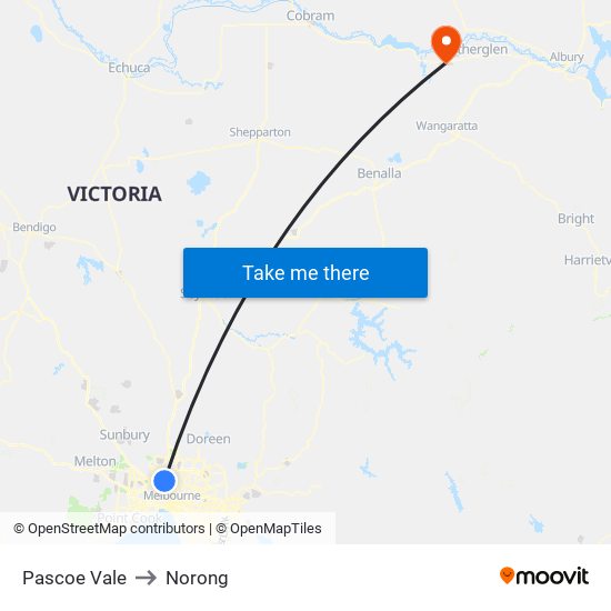 Pascoe Vale to Norong map