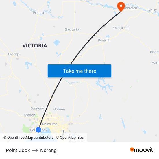 Point Cook to Norong map