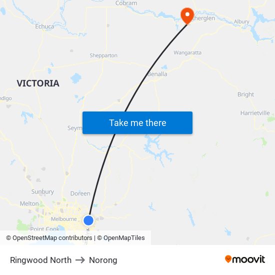 Ringwood North to Norong map