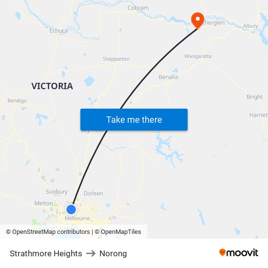 Strathmore Heights to Norong map