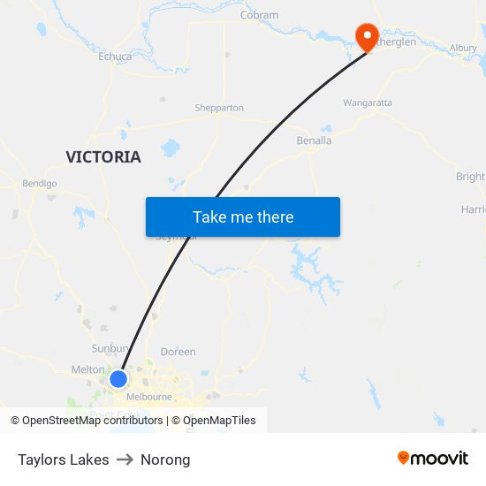 Taylors Lakes to Norong map