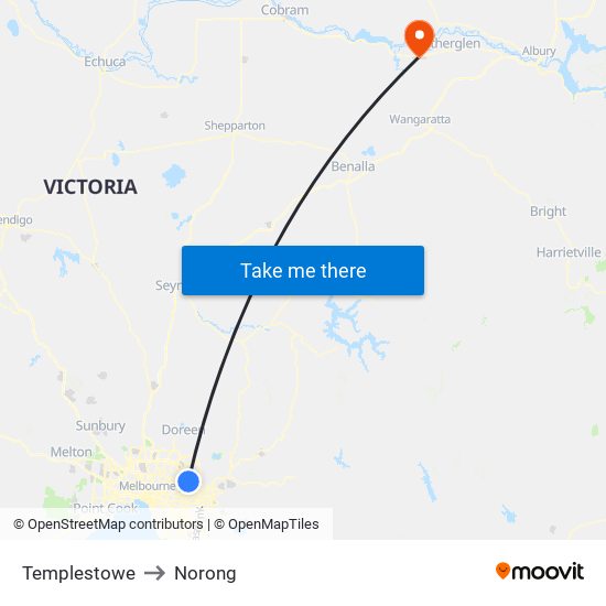 Templestowe to Norong map