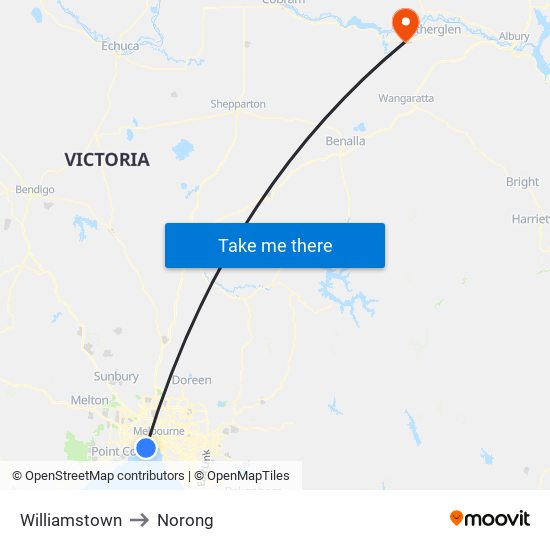 Williamstown to Norong map