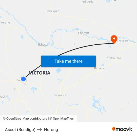 Ascot (Bendigo) to Norong map