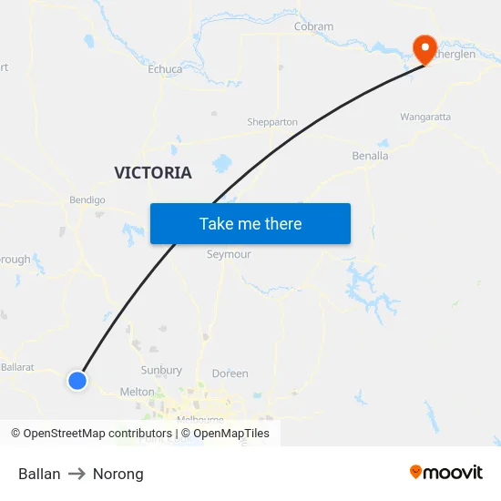 Ballan to Norong map