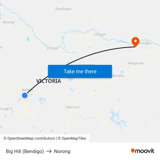 Big Hill (Bendigo) to Norong map