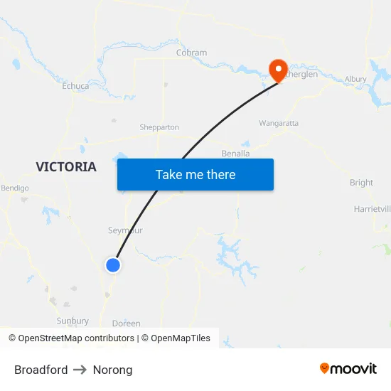 Broadford to Norong map