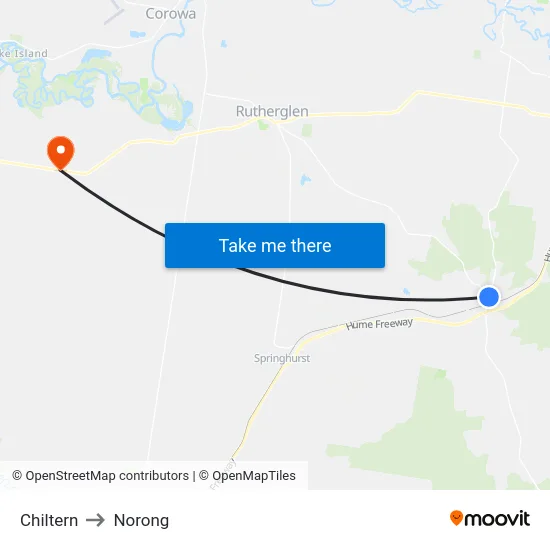 Chiltern to Norong map