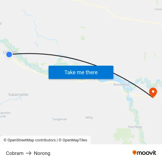 Cobram to Norong map