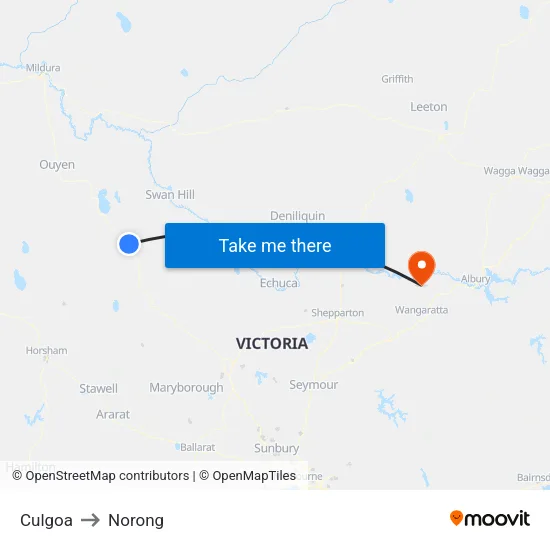 Culgoa to Norong map