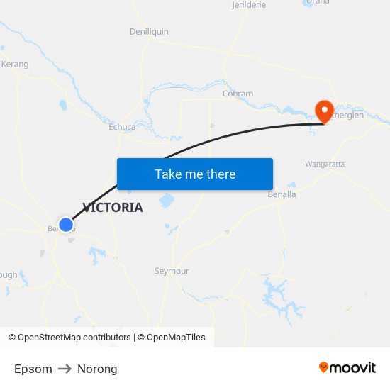 Epsom to Norong map