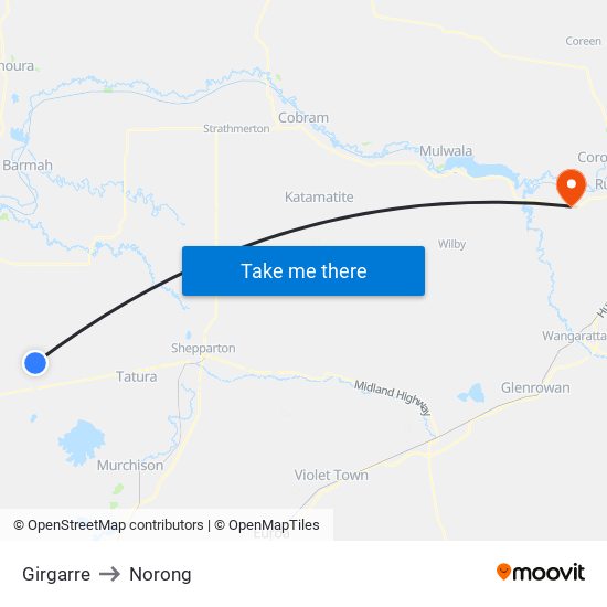 Girgarre to Norong map