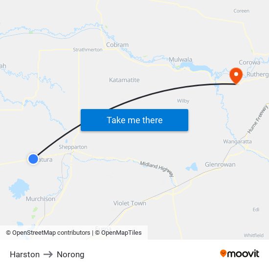 Harston to Norong map